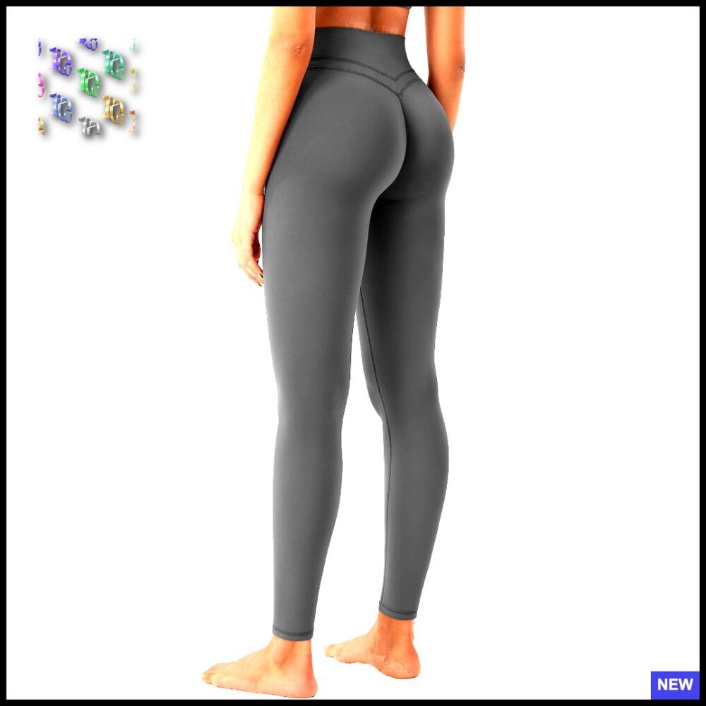 Sculpting Compression Leggings Hidden Scrunch V Back Yoga Workout Gym Wear